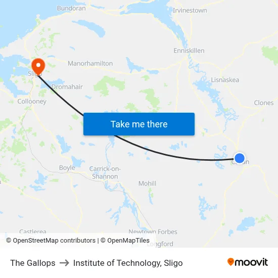 The Gallops to Institute of Technology, Sligo map