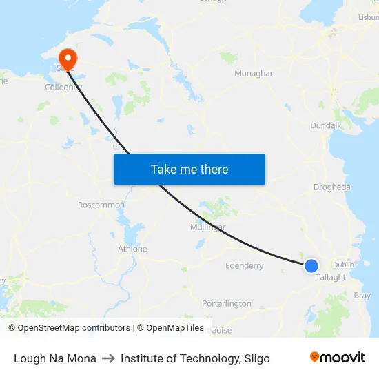 Lough Na Mona to Institute of Technology, Sligo map
