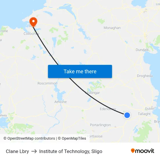 Clane Lbry to Institute of Technology, Sligo map