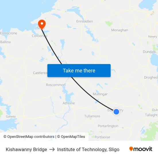 Kishawanny Bridge to Institute of Technology, Sligo map