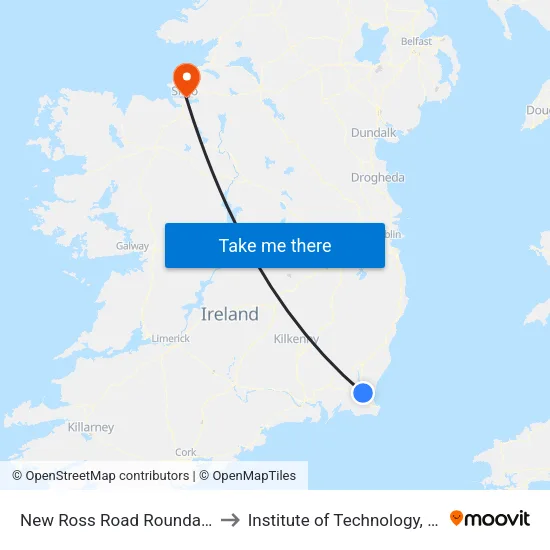 New Ross Road Roundabout to Institute of Technology, Sligo map