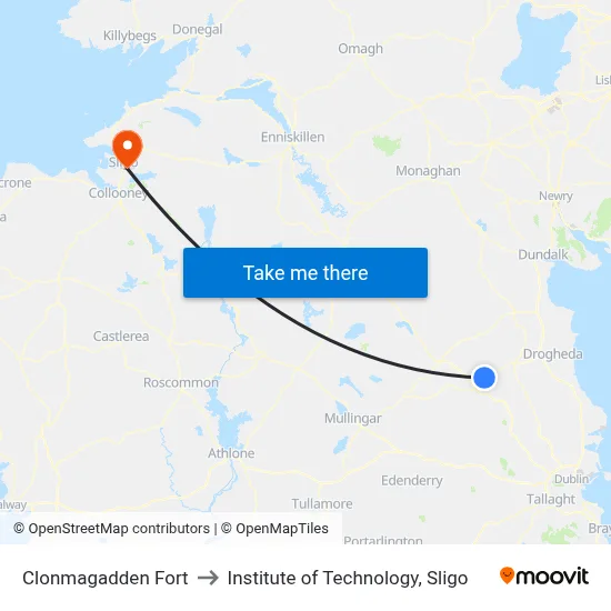 Clonmagadden Fort to Institute of Technology, Sligo map