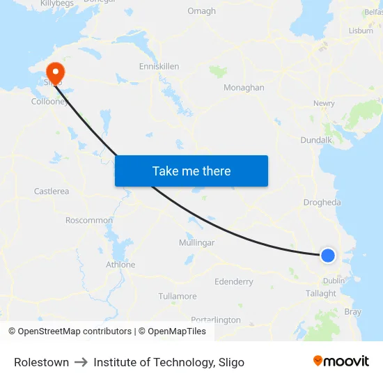 Rolestown to Institute of Technology, Sligo map