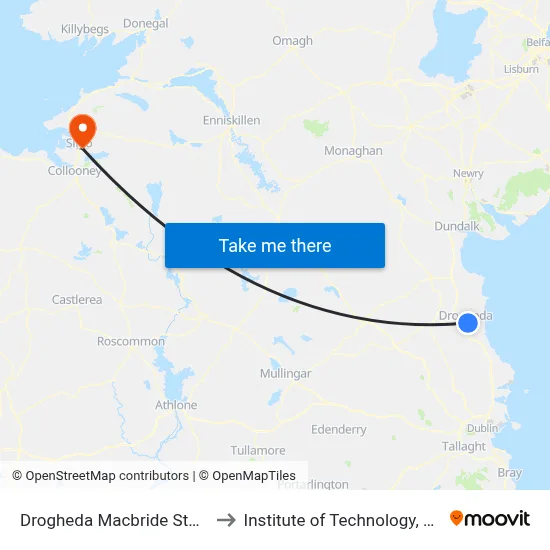 Drogheda Macbride Station to Institute of Technology, Sligo map