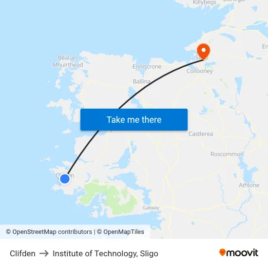 Clifden to Institute of Technology, Sligo map