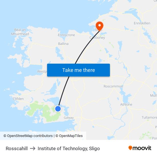 Rosscahill to Institute of Technology, Sligo map