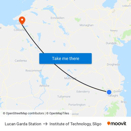 Lucan Garda Station to Institute of Technology, Sligo map