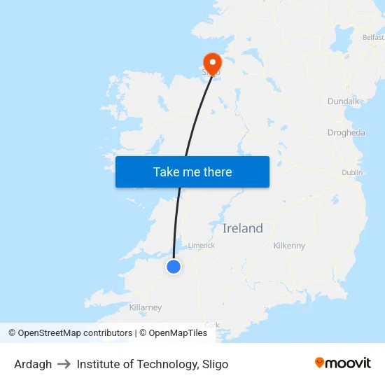 Ardagh to Institute of Technology, Sligo map
