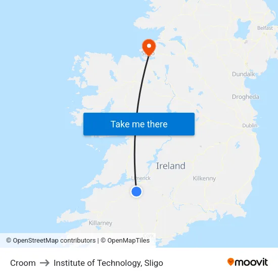 Croom to Institute of Technology, Sligo map