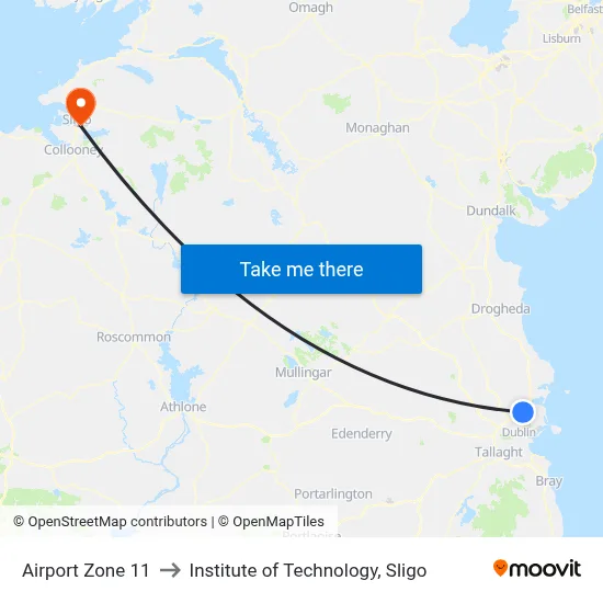 Airport Zone 11 to Institute of Technology, Sligo map