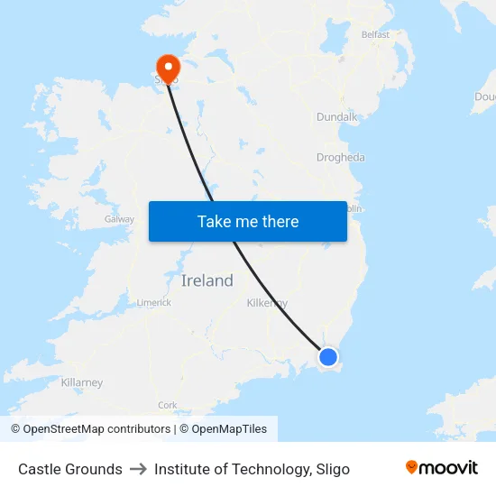 Johnstown Castle to Institute of Technology, Sligo map