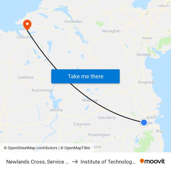 Newlands Cross, Service Station to Institute of Technology, Sligo map