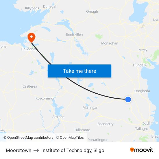 Mooretown to Institute of Technology, Sligo map