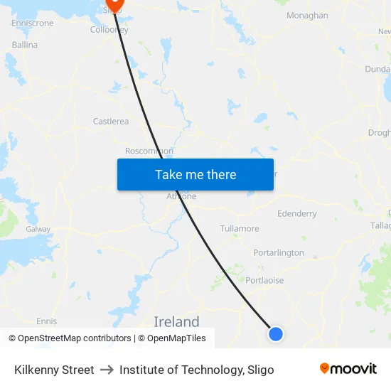 Kilkenny Street to Institute of Technology, Sligo map