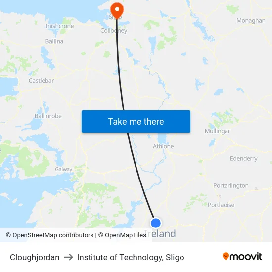 Cloughjordan to Institute of Technology, Sligo map