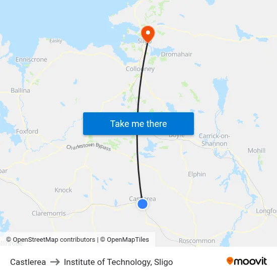 Castlerea to Institute of Technology, Sligo map