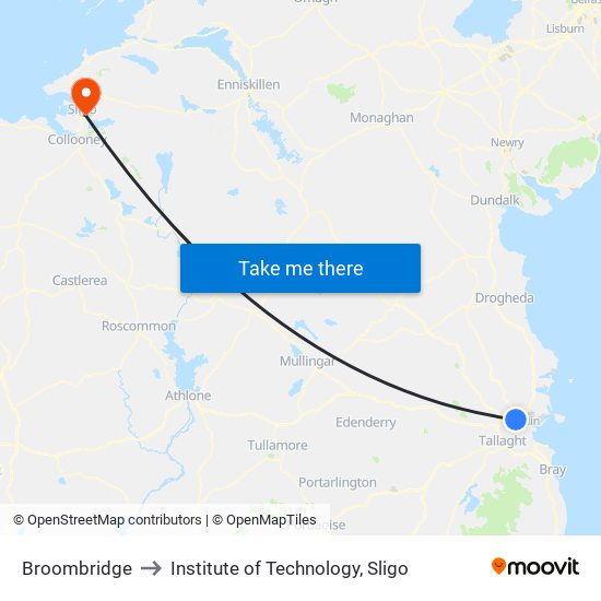 Broombridge to Institute of Technology, Sligo map
