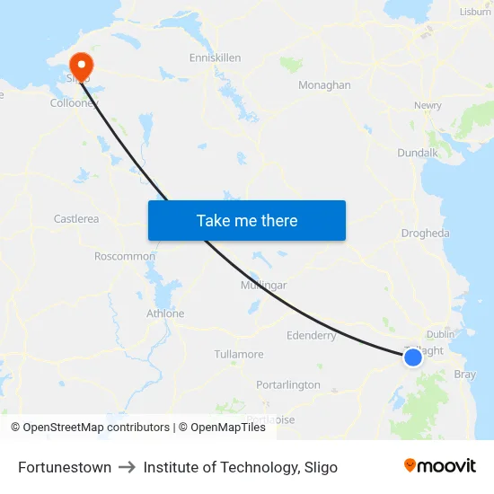 Fortunestown to Institute of Technology, Sligo map
