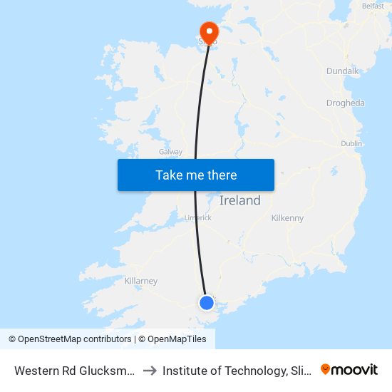 Western Rd Glucksman to Institute of Technology, Sligo map
