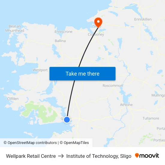 Wellpark Retail Centre to Institute of Technology, Sligo map