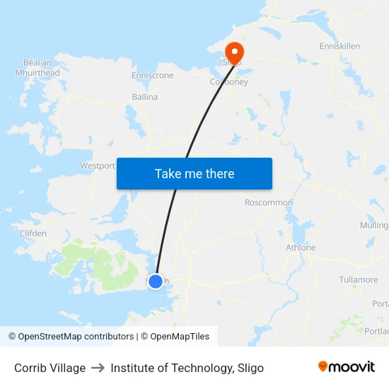 Corrib Village to Institute of Technology, Sligo map
