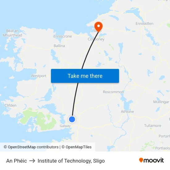 An Phéic to Institute of Technology, Sligo map