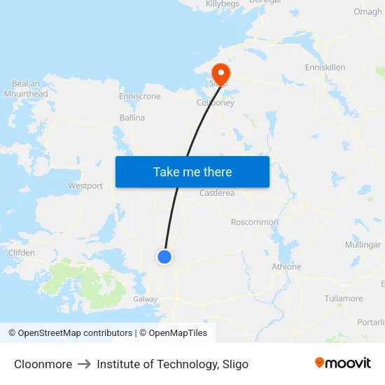 Cloonmore to Institute of Technology, Sligo map