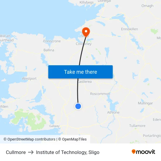 Cullmore to Institute of Technology, Sligo map
