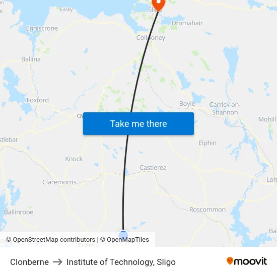 Clonbern to Institute of Technology, Sligo map