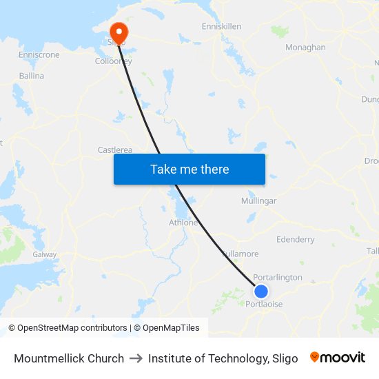 Mountmellick Church to Institute of Technology, Sligo map