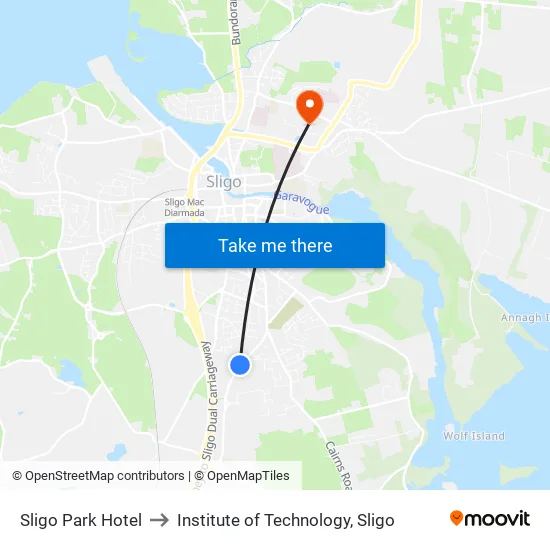 Sligo Park Hotel to Institute of Technology, Sligo map
