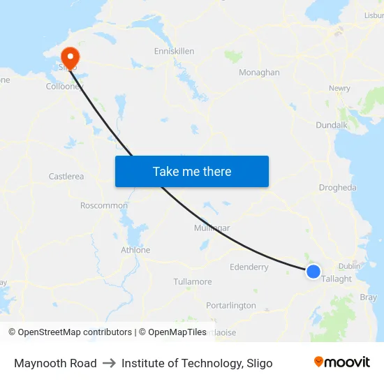 Maynooth Road to Institute of Technology, Sligo map