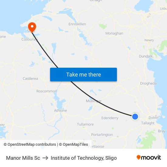 Manor Mills Sc to Institute of Technology, Sligo map