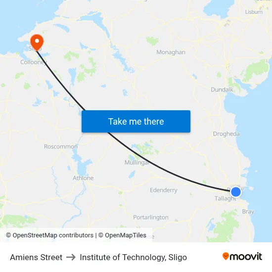 Amiens Street to Institute of Technology, Sligo map