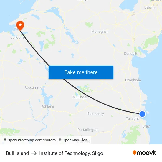 Bull Island to Institute of Technology, Sligo map