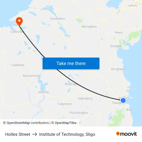 Holles Street to Institute of Technology, Sligo map