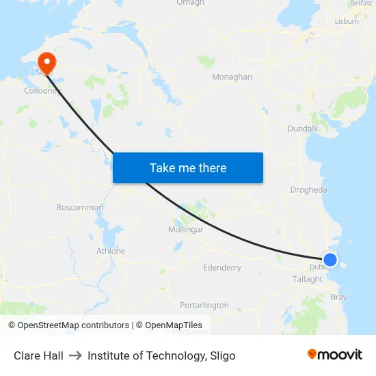 Clare Hall to Institute of Technology, Sligo map