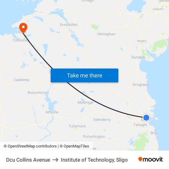 Dcu Collins Avenue to Institute of Technology, Sligo map