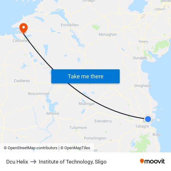 Dcu Helix to Institute of Technology, Sligo map