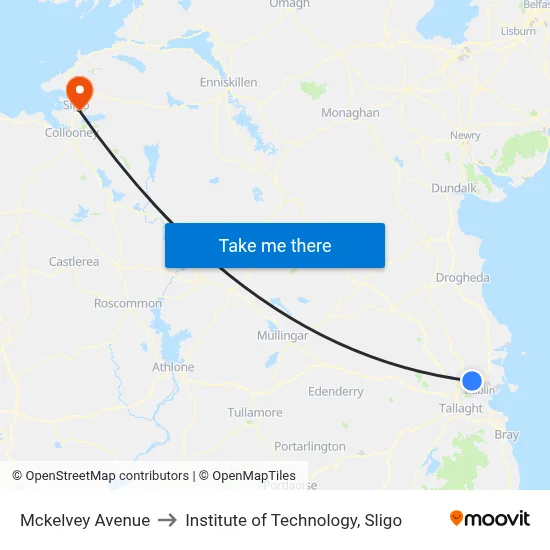 Mckelvey Avenue to Institute of Technology, Sligo map