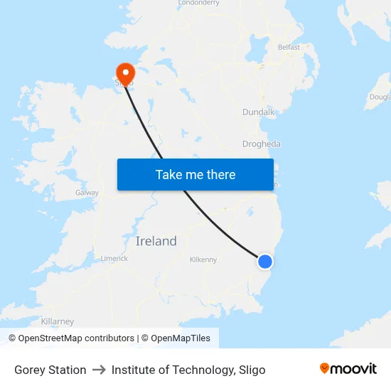 Gorey Station to Institute of Technology, Sligo map