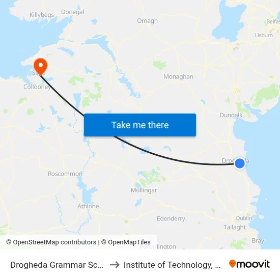 Drogheda Grammar School to Institute of Technology, Sligo map