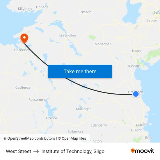 West Street to Institute of Technology, Sligo map