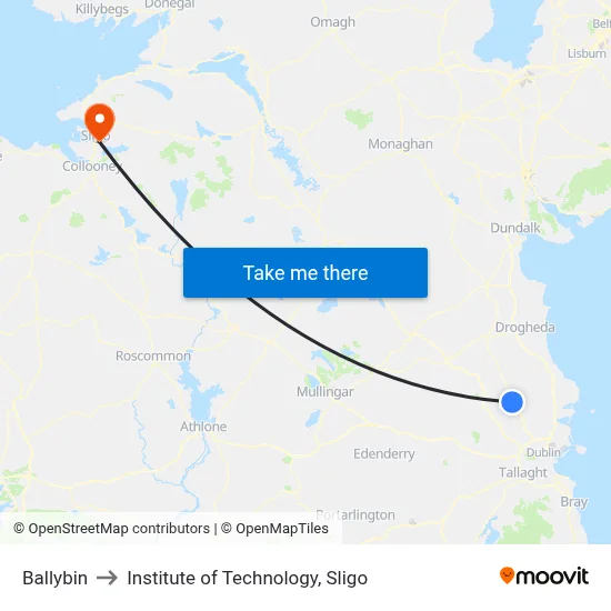 Ballybin to Institute of Technology, Sligo map