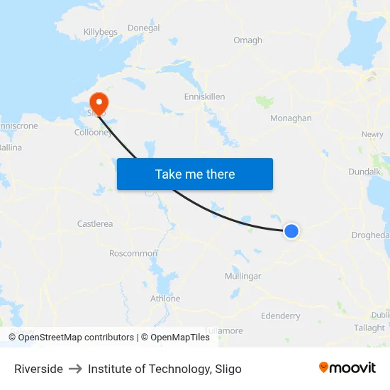 Riverside to Institute of Technology, Sligo map