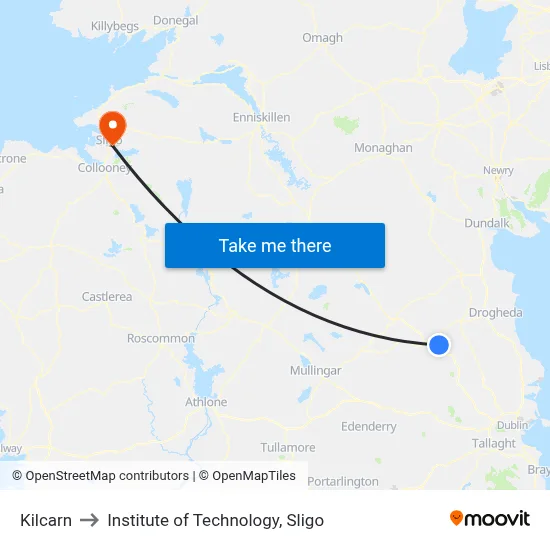 Kilcarn to Institute of Technology, Sligo map