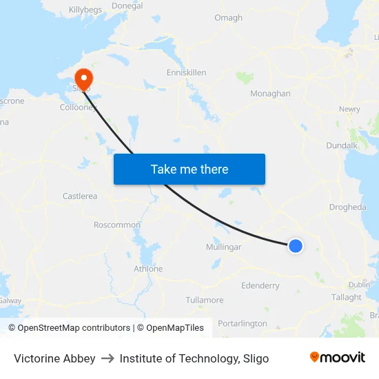 Victorine Abbey to Institute of Technology, Sligo map