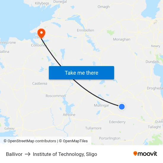 Ballivor to Institute of Technology, Sligo map