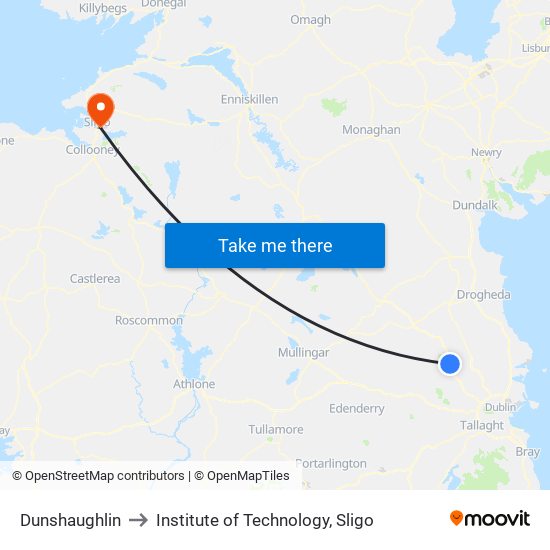 Dunshaughlin to Institute of Technology, Sligo map