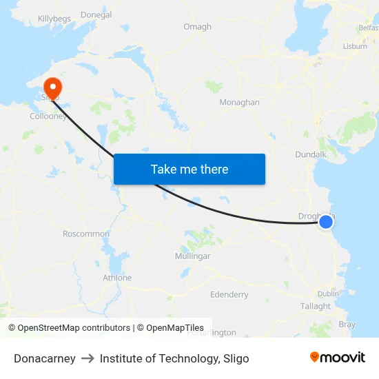 Donacarney to Institute of Technology, Sligo map